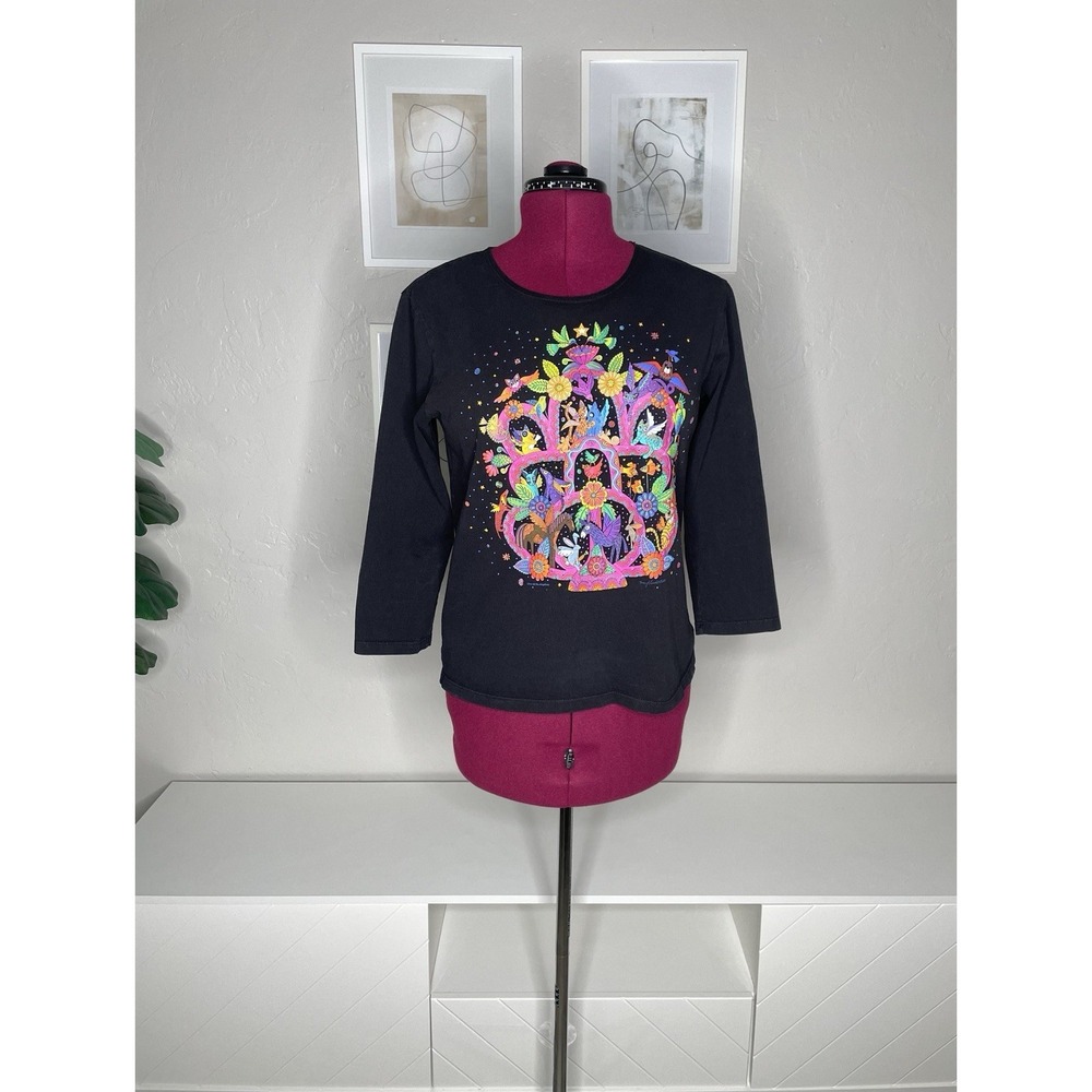 Sabaku Artwear Top Shirt Women's S Black Árbol De Los Angelitos